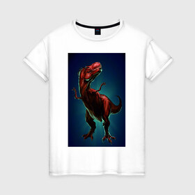 Женская футболка хлопок с принтом Dino в Санкт-Петербурге, 100% хлопок | прямой крой, круглый вырез горловины, длина до линии бедер, слегка спущенное плечо | dino | dinosaur | t rex | дино | динозавр | монстр | ящерица