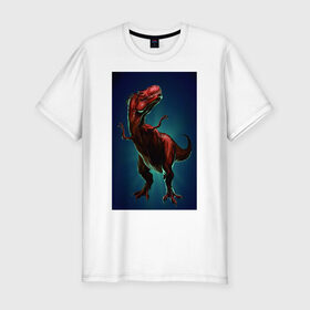 Мужская футболка премиум с принтом Dino в Санкт-Петербурге, 92% хлопок, 8% лайкра | приталенный силуэт, круглый вырез ворота, длина до линии бедра, короткий рукав | Тематика изображения на принте: dino | dinosaur | t rex | дино | динозавр | монстр | ящерица