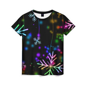 Женская футболка 3D с принтом Новогодняя ночь в Санкт-Петербурге, 100% полиэфир ( синтетическое хлопкоподобное полотно) | прямой крой, круглый вырез горловины, длина до линии бедер | happy new year | конфетти | снежинки
