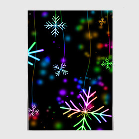 Постер с принтом Новогодняя ночь в Санкт-Петербурге, 100% бумага
 | бумага, плотность 150 мг. Матовая, но за счет высокого коэффициента гладкости имеет небольшой блеск и дает на свету блики, но в отличии от глянцевой бумаги не покрыта лаком | happy new year | конфетти | снежинки