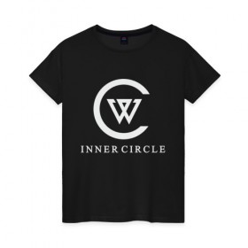 Женская футболка хлопок с принтом Winner - Inner circle в Санкт-Петербурге, 100% хлопок | прямой крой, круглый вырез горловины, длина до линии бедер, слегка спущенное плечо | 