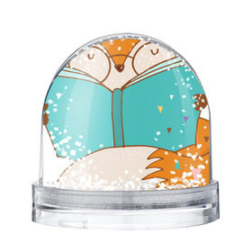 Снежный шар с принтом Лисица с книгой в Санкт-Петербурге, Пластик | Изображение внутри шара печатается на глянцевой фотобумаге с двух сторон | Тематика изображения на принте: лиса | лисенок | лисица | лисичка