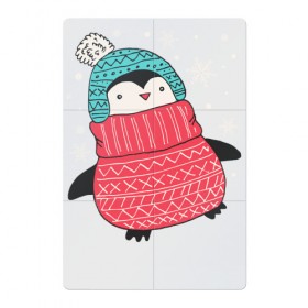 Магнитный плакат 2Х3 с принтом Зимний пингвин в Санкт-Петербурге, Полимерный материал с магнитным слоем | 6 деталей размером 9*9 см | christmas | new year | winter | зима | новый год | пингвин | рождество