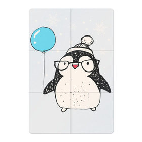 Магнитный плакат 2Х3 с принтом Пингвин с шариком в Санкт-Петербурге, Полимерный материал с магнитным слоем | 6 деталей размером 9*9 см | Тематика изображения на принте: christmas | new year | winter | зима | новый год | пингвин | рождество