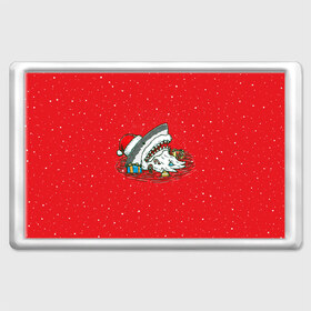 Магнит 45*70 с принтом Акула Дед Мороз в Санкт-Петербурге, Пластик | Размер: 78*52 мм; Размер печати: 70*45 | christmas | new year | shark | новый год | рождество | санта