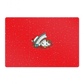 Магнитный плакат 3Х2 с принтом Акула Дед Мороз в Санкт-Петербурге, Полимерный материал с магнитным слоем | 6 деталей размером 9*9 см | christmas | new year | shark | новый год | рождество | санта