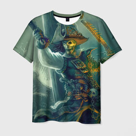 Мужская футболка 3D с принтом Пират в Санкт-Петербурге, 100% полиэфир | прямой крой, круглый вырез горловины, длина до линии бедер | gangplank | league of legends | lol | pirate | гангпланк | лига легенд | лол | пират
