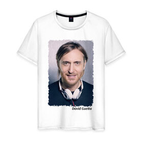 Мужская футболка хлопок с принтом David Guetta в Санкт-Петербурге, 100% хлопок | прямой крой, круглый вырез горловины, длина до линии бедер, слегка спущенное плечо. | 