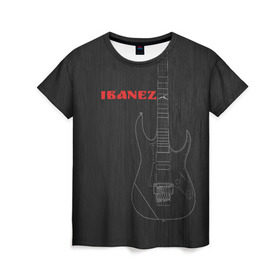 Женская футболка 3D с принтом Ibanez в Санкт-Петербурге, 100% полиэфир ( синтетическое хлопкоподобное полотно) | прямой крой, круглый вырез горловины, длина до линии бедер | ibanez | айбанез | гитара | ибанез | электрогитара | электруха
