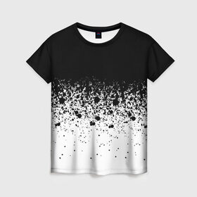 Женская футболка 3D с принтом необычный дизайн в Санкт-Петербурге, 100% полиэфир ( синтетическое хлопкоподобное полотно) | прямой крой, круглый вырез горловины, длина до линии бедер | белая | необычная | черно