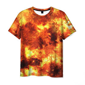 Мужская футболка 3D с принтом Взрывной гранж в Санкт-Петербурге, 100% полиэфир | прямой крой, круглый вырез горловины, длина до линии бедер | взрыв | гранж | огонь | пламя | эксклюзив