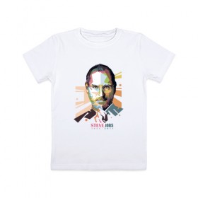 Детская футболка хлопок с принтом Стив Джобс в Санкт-Петербурге, 100% хлопок | круглый вырез горловины, полуприлегающий силуэт, длина до линии бедер | apple | брэнд | джобс | стив | эпл