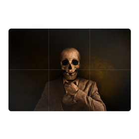 Магнитный плакат 3Х2 с принтом Скелет в пиджаке в Санкт-Петербурге, Полимерный материал с магнитным слоем | 6 деталей размером 9*9 см | кости | пиджак | скелет | ужас | череп