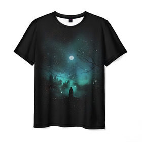 Мужская футболка 3D с принтом Взгляд на звезды в Санкт-Петербурге, 100% полиэфир | прямой крой, круглый вырез горловины, длина до линии бедер | cosmos | galaxy | hipster | moon | night | planet | space | star | universe | вселенная | галактика | звезды | космос | луна | ночь | планета | хипстер