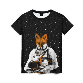 Женская футболка 3D с принтом Лис космонавт в Санкт-Петербурге, 100% полиэфир ( синтетическое хлопкоподобное полотно) | прямой крой, круглый вырез горловины, длина до линии бедер | animal | astronaut | beast | cosmonaut | cosmos | fox | galaxy | hipster | moon | night | planet | space | star | universe | вселенная | галактика | животное | звезды | зверь | космос | лис | луна | пла
