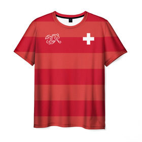 Мужская футболка 3D с принтом Сборная Швейцарии в Санкт-Петербурге, 100% полиэфир | прямой крой, круглый вырез горловины, длина до линии бедер | Тематика изображения на принте: футбол | швейцария