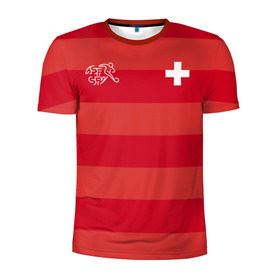 Мужская футболка 3D спортивная с принтом Сборная Швейцарии в Санкт-Петербурге, 100% полиэстер с улучшенными характеристиками | приталенный силуэт, круглая горловина, широкие плечи, сужается к линии бедра | футбол | швейцария