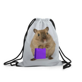 Рюкзак-мешок 3D с принтом Хомяк с сумкой в Санкт-Петербурге, 100% полиэстер | плотность ткани — 200 г/м2, размер — 35 х 45 см; лямки — толстые шнурки, застежка на шнуровке, без карманов и подкладки | грызун | животные | крыса | мышь | хомяк | яблоко