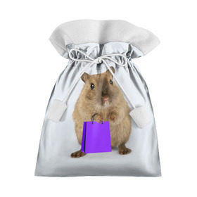Подарочный 3D мешок с принтом Хомяк с сумкой в Санкт-Петербурге, 100% полиэстер | Размер: 29*39 см | грызун | животные | крыса | мышь | хомяк | яблоко