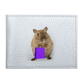 Обложка для студенческого билета с принтом Хомяк с сумкой в Санкт-Петербурге, натуральная кожа | Размер: 11*8 см; Печать на всей внешней стороне | грызун | животные | крыса | мышь | хомяк | яблоко