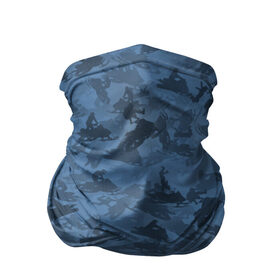 Бандана-труба 3D с принтом Камуфляж со снегоходами в Санкт-Петербурге, 100% полиэстер, ткань с особыми свойствами — Activecool | плотность 150‒180 г/м2; хорошо тянется, но сохраняет форму | зима | милитари | синий | снег | снегоход | текстура | экстремальный | экстрим