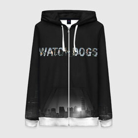Женская толстовка 3D на молнии с принтом Watch Dogs 2 в Санкт-Петербурге, 100% полиэстер | длина до линии бедра, манжеты и пояс оформлены мягкой тканевой резинкой, двухслойный капюшон со шнурком для регулировки, спереди молния, по бокам два кармана | dogs | ubisoft | watch | watchdogs | псы | сторожевые | хакер