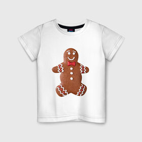 Детская футболка хлопок с принтом Новый год, Печенька! в Санкт-Петербурге, 100% хлопок | круглый вырез горловины, полуприлегающий силуэт, длина до линии бедер | новыйгод | печенька