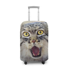 Чехол для чемодана 3D с принтом Дикий кот в Санкт-Петербурге, 86% полиэфир, 14% спандекс | двустороннее нанесение принта, прорези для ручек и колес | animal | cat | eyes | jaws | predator | teeth | wild | взгляд | дикий | животное | клыки | кот | пасть | хищник
