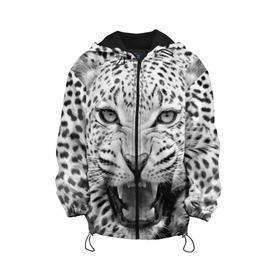 Детская куртка 3D с принтом Леопард в Санкт-Петербурге, 100% полиэстер | застежка — молния, подол и капюшон оформлены резинкой с фиксаторами, по бокам — два кармана без застежек, один потайной карман на груди, плотность верхнего слоя — 90 г/м2; плотность флисового подклада — 260 г/м2 | Тематика изображения на принте: animal | eyes | jaws | leopard | malicious | predator | spotted | teeth | wild | взгляд | дикий | животное | злой | клыки | леопард | оскал | пасть | пятнистый | хищник