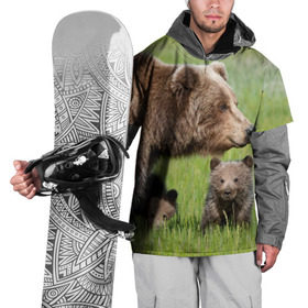 Накидка на куртку 3D с принтом Медведи в Санкт-Петербурге, 100% полиэстер |  | Тематика изображения на принте: animals | bears | children | family | green | meadow | mother | predators | дети | животные | зеленая | мама | медведи | поляна | семья | хищники