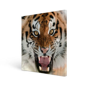 Холст квадратный с принтом Тигр в Санкт-Петербурге, 100% ПВХ |  | animal | predator | striped | tiger | view | wild | взгляд | дикий | животное | полосатый | тигр | хищник