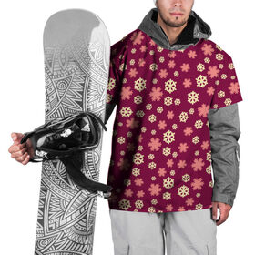 Накидка на куртку 3D с принтом Снежинки бордо в Санкт-Петербурге, 100% полиэстер |  | год петуха | детям | любимым. | новый год | подарок | популярное | снег | снежинки