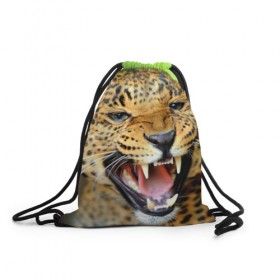 Рюкзак-мешок 3D с принтом Леопард в Санкт-Петербурге, 100% полиэстер | плотность ткани — 200 г/м2, размер — 35 х 45 см; лямки — толстые шнурки, застежка на шнуровке, без карманов и подкладки | animal | leopard | look | predator | spotted | wild | взгляд | дикий | животное | леопард | пятнистый | хищник