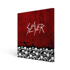 Холст квадратный с принтом Slayer Red в Санкт-Петербурге, 100% ПВХ |  | Тематика изображения на принте: metal | rock | метал | рок | слэйер | трэш | череп