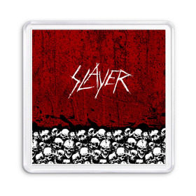 Магнит 55*55 с принтом Slayer Red в Санкт-Петербурге, Пластик | Размер: 65*65 мм; Размер печати: 55*55 мм | Тематика изображения на принте: metal | rock | метал | рок | слэйер | трэш | череп