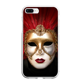 Чехол для iPhone 7Plus/8 Plus матовый с принтом Венецианская маска в Санкт-Петербурге, Силикон | Область печати: задняя сторона чехла, без боковых панелей | венеция | италия | карнавал | красный | лицо | перья