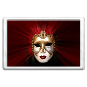 Магнит 45*70 с принтом Венецианская маска в Санкт-Петербурге, Пластик | Размер: 78*52 мм; Размер печати: 70*45 | Тематика изображения на принте: венеция | италия | карнавал | красный | лицо | перья