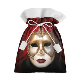 Подарочный 3D мешок с принтом Венецианская маска в Санкт-Петербурге, 100% полиэстер | Размер: 29*39 см | Тематика изображения на принте: венеция | италия | карнавал | красный | лицо | перья