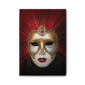 Обложка для автодокументов с принтом Венецианская маска в Санкт-Петербурге, натуральная кожа |  размер 19,9*13 см; внутри 4 больших “конверта” для документов и один маленький отдел — туда идеально встанут права | венеция | италия | карнавал | красный | лицо | перья
