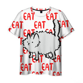 Мужская футболка 3D с принтом Голодный Филя в Санкт-Петербурге, 100% полиэфир | прямой крой, круглый вырез горловины, длина до линии бедер | голод | кот