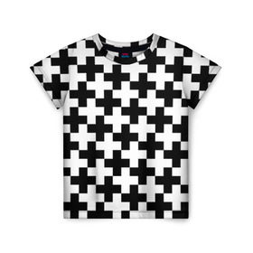 Детская футболка 3D с принтом Крест в Санкт-Петербурге, 100% гипоаллергенный полиэфир | прямой крой, круглый вырез горловины, длина до линии бедер, чуть спущенное плечо, ткань немного тянется | cross | крест | оптическая иллюзия | орнамент | узор | чёрно белый