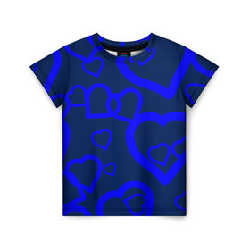 Детская футболка 3D с принтом Ночная романтика в Санкт-Петербурге, 100% гипоаллергенный полиэфир | прямой крой, круглый вырез горловины, длина до линии бедер, чуть спущенное плечо, ткань немного тянется | love is | влюблённый | любовь | ночь | романтика | сердечки | сердце