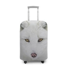 Чехол для чемодана 3D с принтом Полярная лиса в Санкт-Петербурге, 86% полиэфир, 14% спандекс | двустороннее нанесение принта, прорези для ручек и колес | animal | polar fox | predator | sly | white | wild | белая | дикая | животное | лиса | полярная | хитрая | хищник
