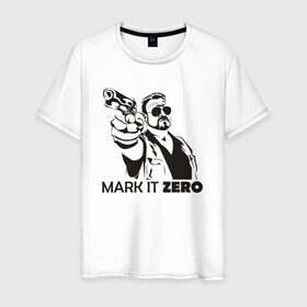 Мужская футболка хлопок с принтом Walter Sobchak в Санкт-Петербурге, 100% хлопок | прямой крой, круглый вырез горловины, длина до линии бедер, слегка спущенное плечо. | the big lebowski | walter sobchak | большой лебовски