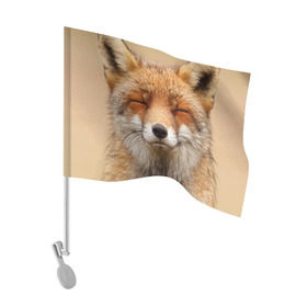 Флаг для автомобиля с принтом Лиса в Санкт-Петербурге, 100% полиэстер | Размер: 30*21 см | animal | baby | fox | look | predator | red | sly | wild | взгляд | дикая | животное | лиса | малыш | рыжая | хитрая | хищник