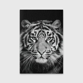 Обложка для паспорта матовая кожа с принтом Тигр в Санкт-Петербурге, натуральная матовая кожа | размер 19,3 х 13,7 см; прозрачные пластиковые крепления | Тематика изображения на принте: animal | black   white | look | predator | tiger | wild | взгляд | дикий | животное | тигр | хищник | черно   белый