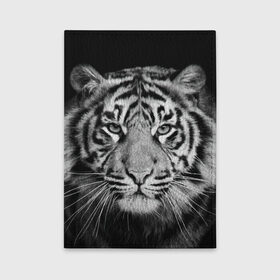 Обложка для автодокументов с принтом Тигр в Санкт-Петербурге, натуральная кожа |  размер 19,9*13 см; внутри 4 больших “конверта” для документов и один маленький отдел — туда идеально встанут права | animal | black   white | look | predator | tiger | wild | взгляд | дикий | животное | тигр | хищник | черно   белый