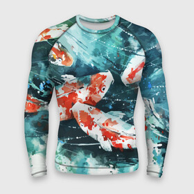 Мужской рашгард 3D с принтом Koi Fish (карпы кои) в Санкт-Петербурге,  |  | bright | brocade | carp | color | decorative | depth | exotic | fish | koi | koi fish | sea | water | вода | глубина | декоративные | карпы | кои | море | парчовый | рыбки | цвет | экзотические | яркий