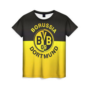 Женская футболка 3D с принтом Borussia Dortmund FC в Санкт-Петербурге, 100% полиэфир ( синтетическое хлопкоподобное полотно) | прямой крой, круглый вырез горловины, длина до линии бедер | боруссия | германия | дортмунд | клуб | фк | футбол | футбольный