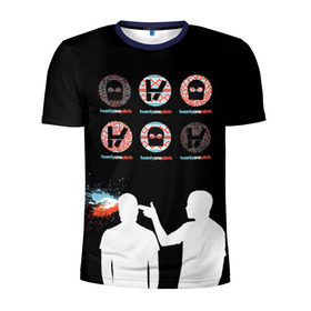 Мужская футболка 3D спортивная с принтом Twenty one pilots в Санкт-Петербурге, 100% полиэстер с улучшенными характеристиками | приталенный силуэт, круглая горловина, широкие плечи, сужается к линии бедра | rock | t.o.p. | top | twenty one pilots | рок